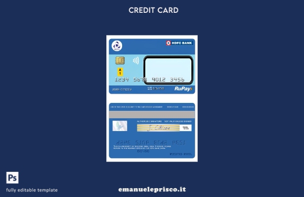 modello di carta di credito RuPay Bank India IRCTC HDFC stile verificato